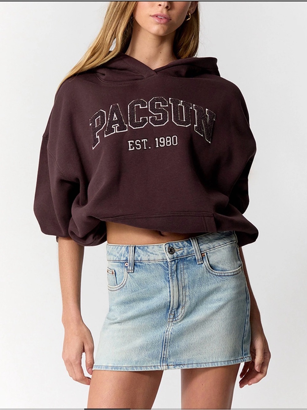 Pacsun Bella Stretch Light Indigo Mid Rise Jean Mini Skirt